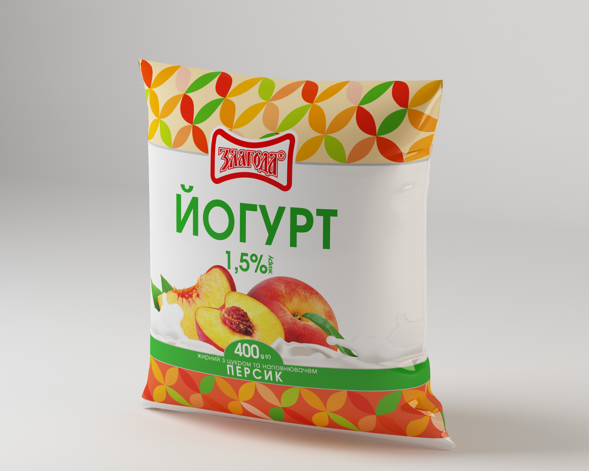 Йогурт 1% 400гр з цукром та наповнювачем "Персик" Злагода